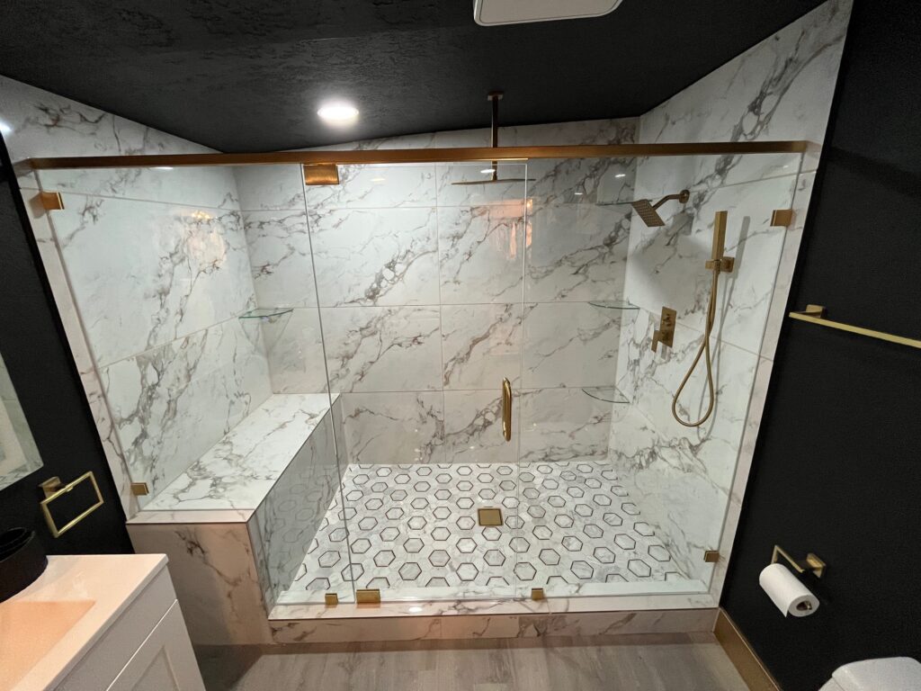 Gold Hardware Shower Door in Huntsville, UT